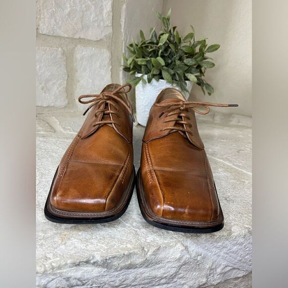 Stacy Adams cognac Derby square toe dress shoes sz 10 main image 5